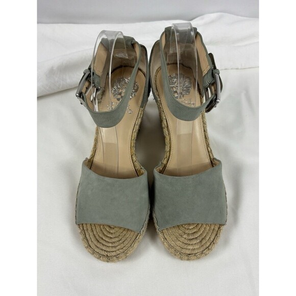 Vince Camuto Leera Green Pea Pod Suede Platform Espadrille Wedge Sandals 8 - Picture 2 of 10